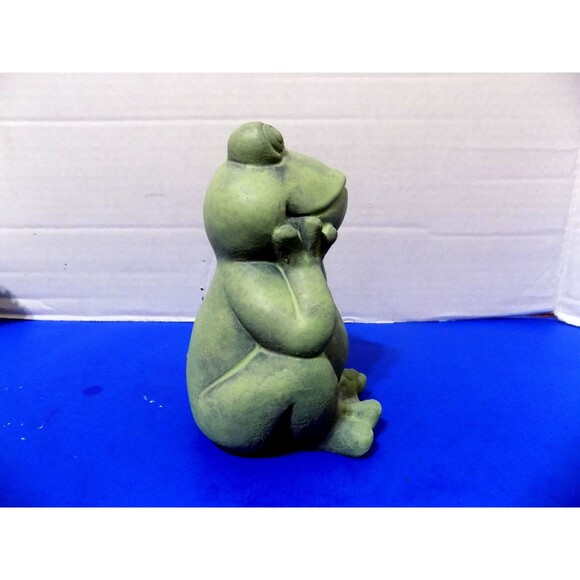 NEW Green Frog Figurine Statue Frogs Plaster - Picture 5 of 5